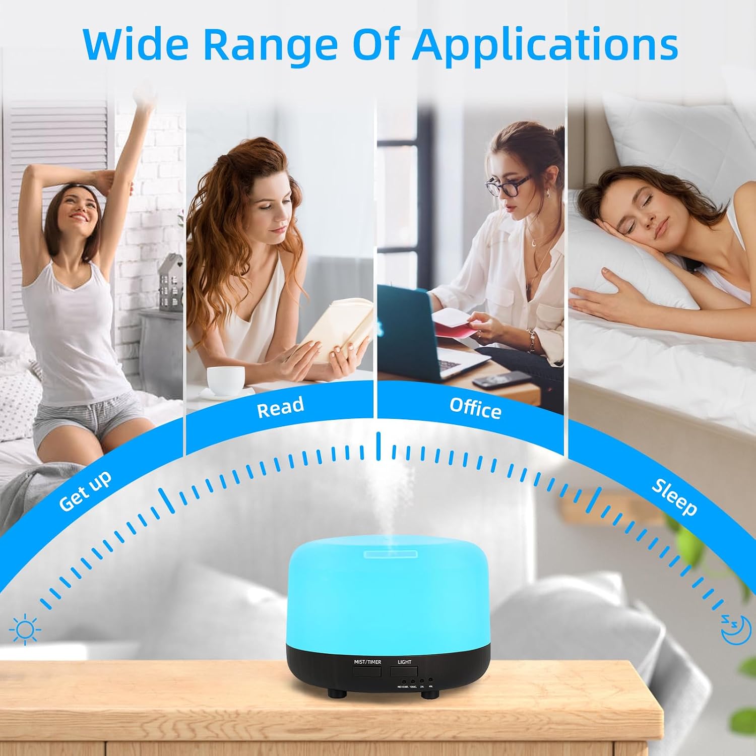 Thumbnail 6 de DIFFOFE 300ML Aromatherapy Diffuser: Quiet, Remote-Controlled Humidifier for Home and Office