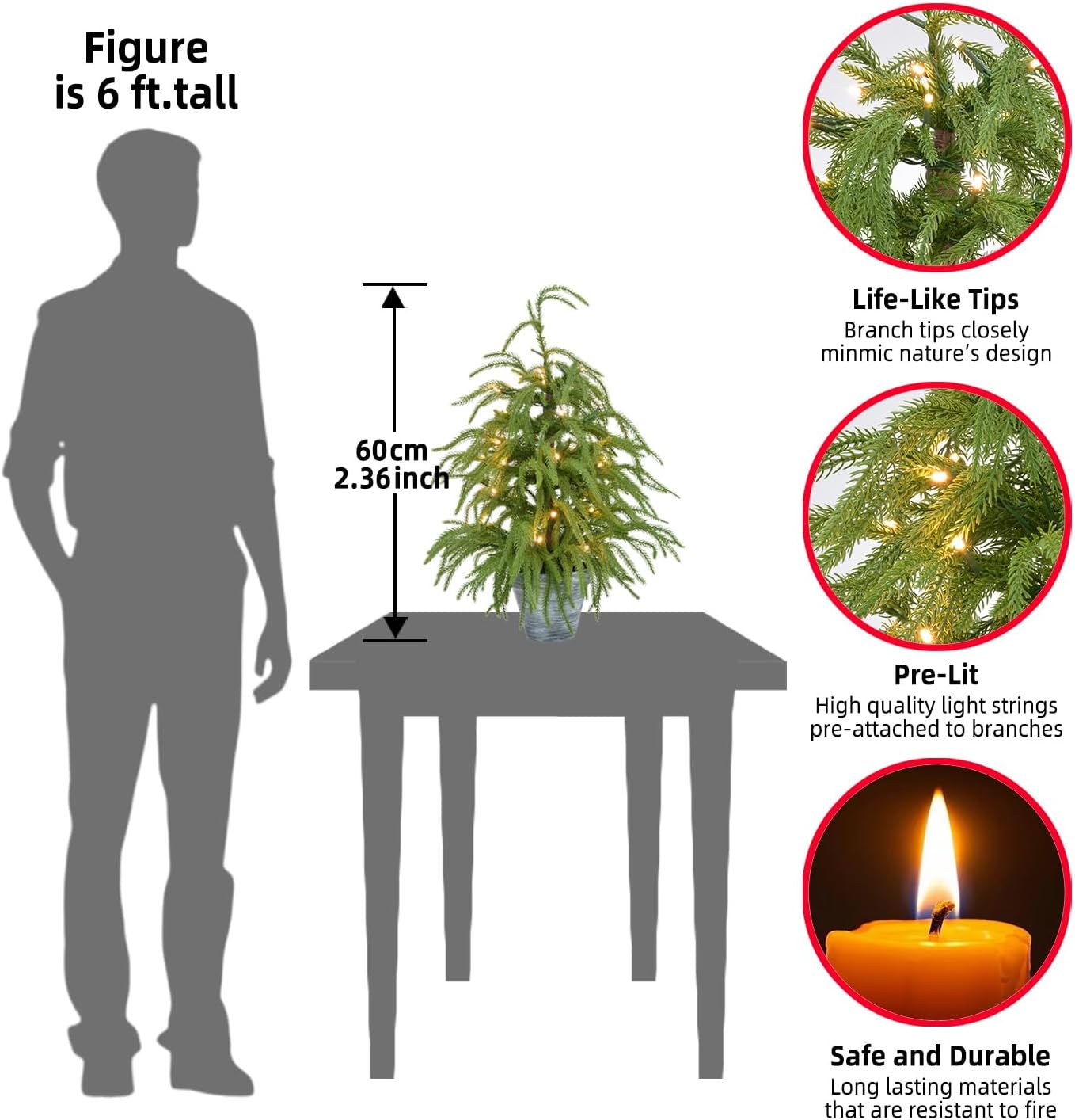 Detalle de HipTree Pre-Lit Mini Christmas Tree 2ft