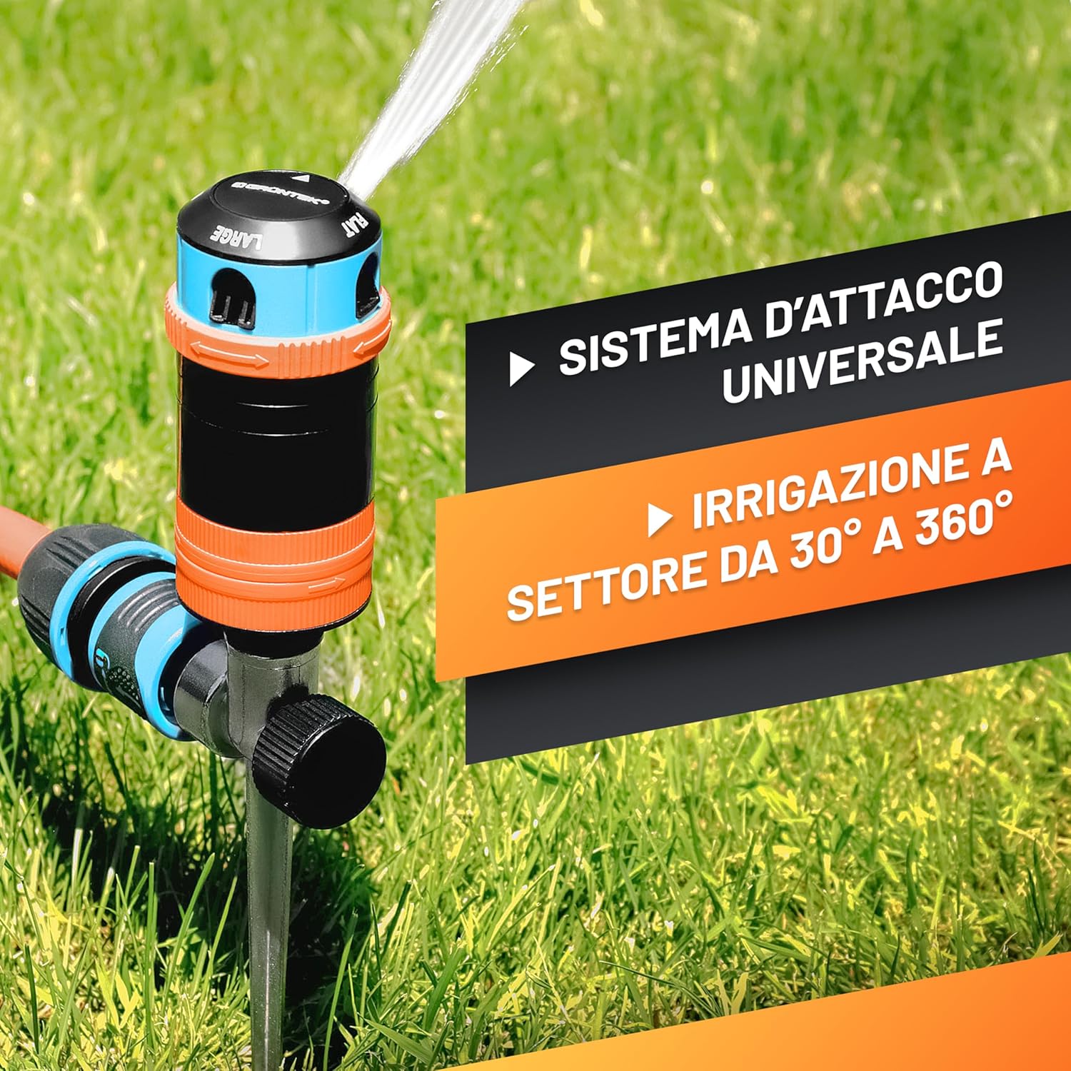 Thumbnail 3 de Irrigatore Giardino Rotante su picchetto GRÜNTEK: irrigazione circolare 30°-360° per grandi superfici