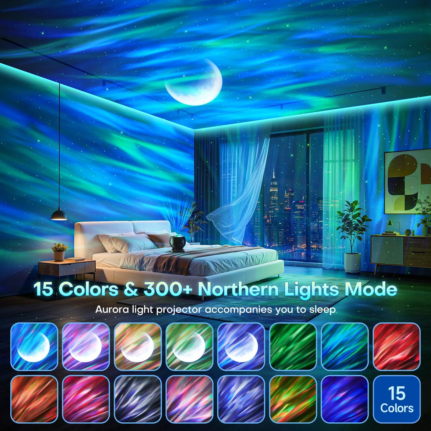 Detalle de Northern Galaxy Light Projector (300+ Modes, 5 Planet Films, Bluetooth Moon Galaxy + White Noise)