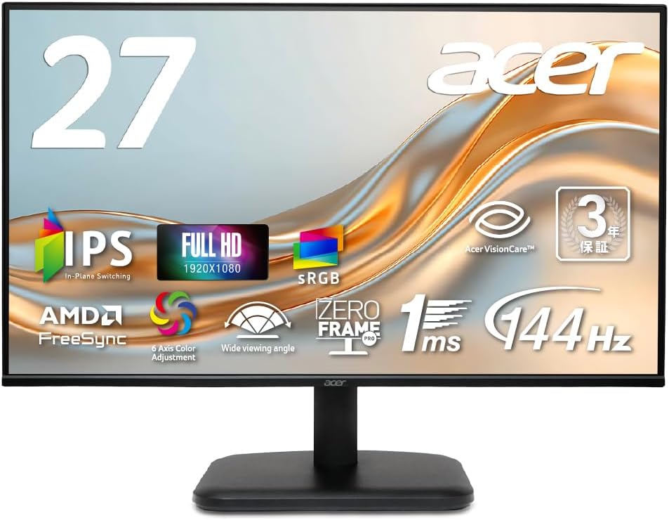 Detalle de Acer EK271P6bmix 27インチ IPSフルHDモニター 144Hz・非光沢・FreeSync対応
