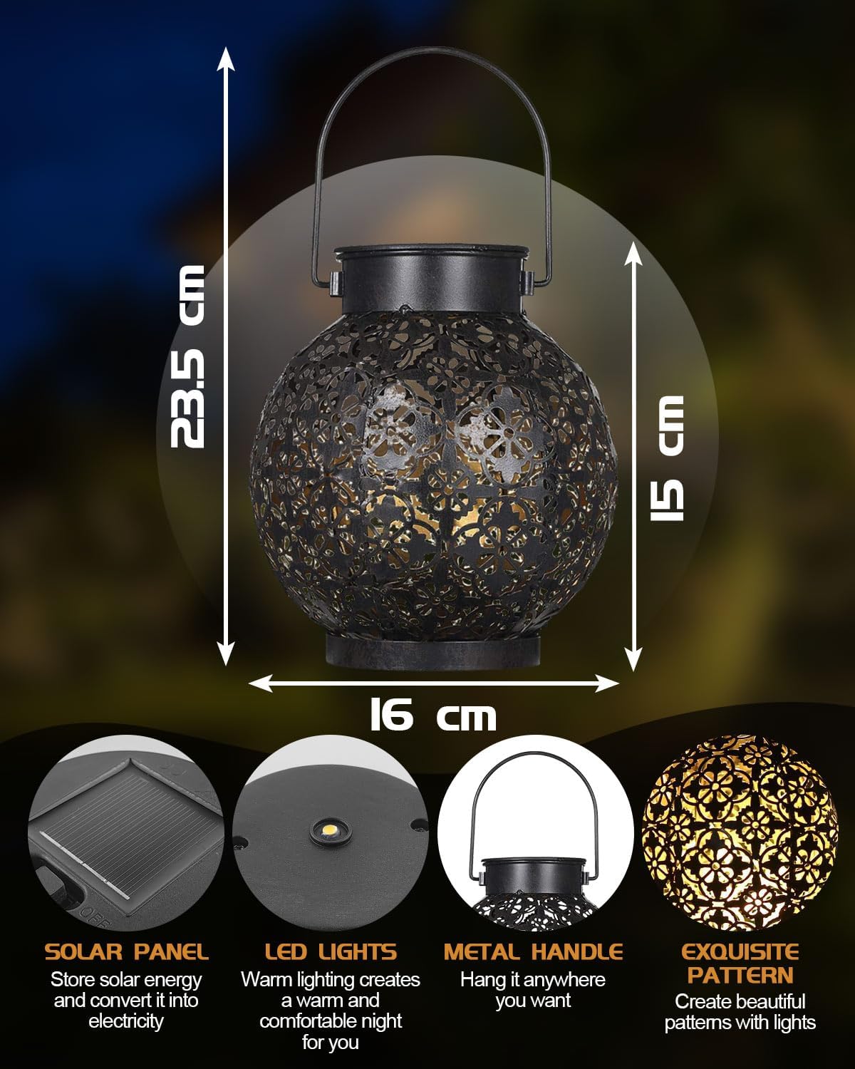 Thumbnail 4 de Solar Lantern Outdoor 2PACK