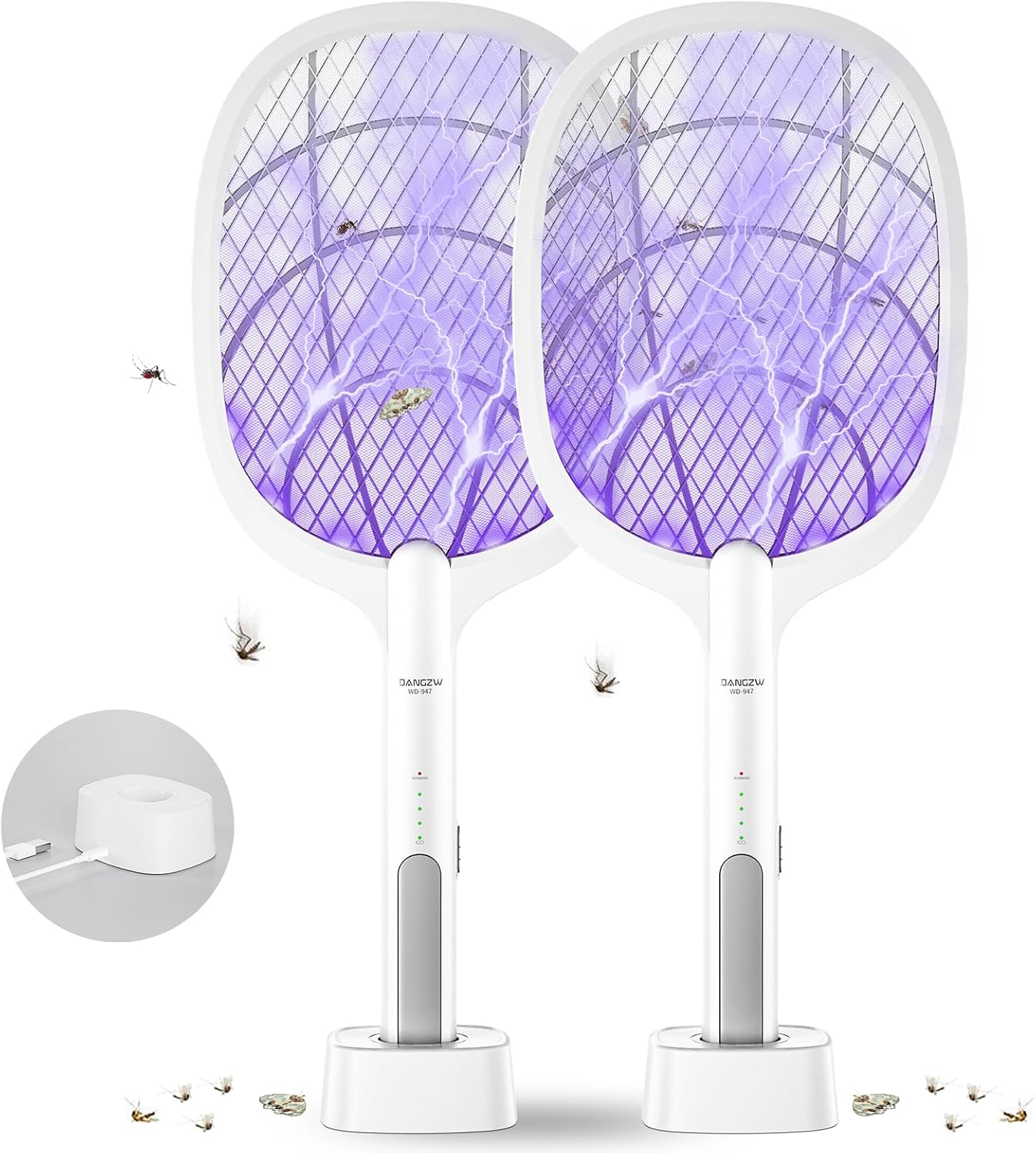 Detalle de DANGZW Electric Fly Zapper 4000V: 2-in-1 USB-C Rechargeable UV Light Trap