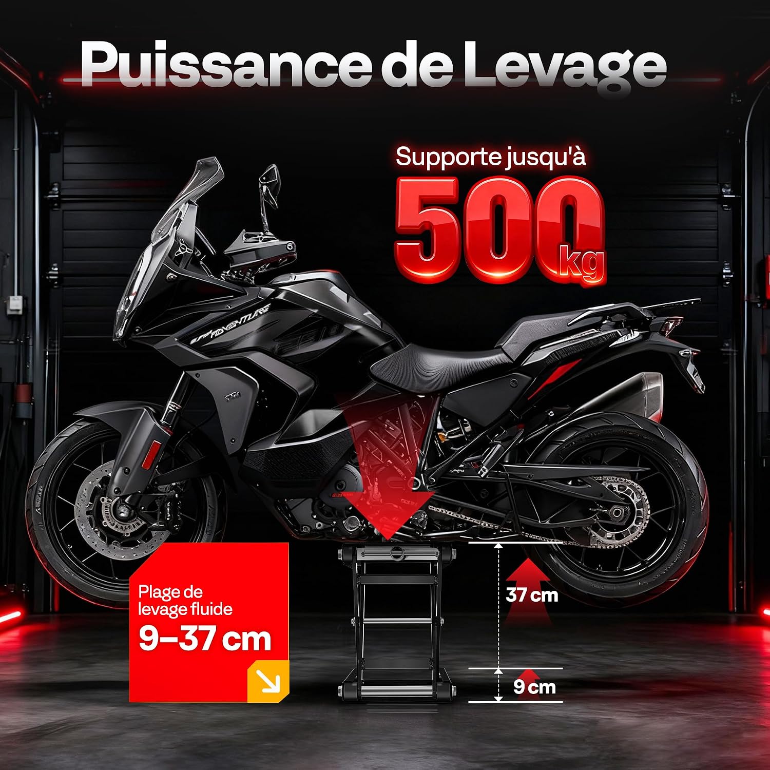 Thumbnail 1 de VIVOHOME Élévateur moto à ciseaux 500 kg avec large plateforme