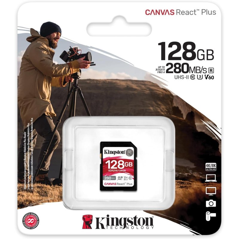 Detalle 2 de Kingston Canvas React Plus 128 GB SDXC UHS-II V60 Clase 10