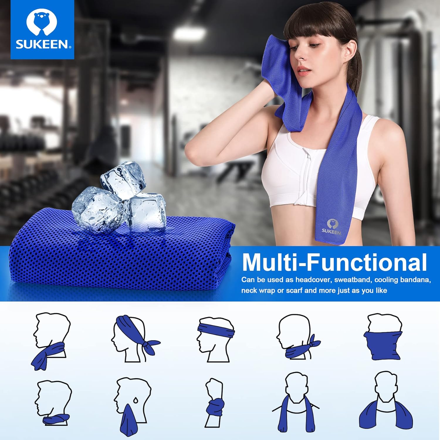 Thumbnail 4 de Sukeen 4 Pack Cooling Towel (40"x12") — reusable ice towel for workouts, yoga, and hot days