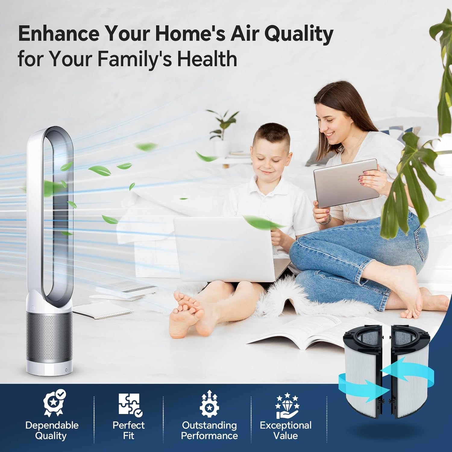 Thumbnail 6 de 2 Pack 2-in-1 Air Purifier Filter Replacement for Dyson Pure Cool (H13 True HEPA & Activated Carbon) for DP04, HP04 & more