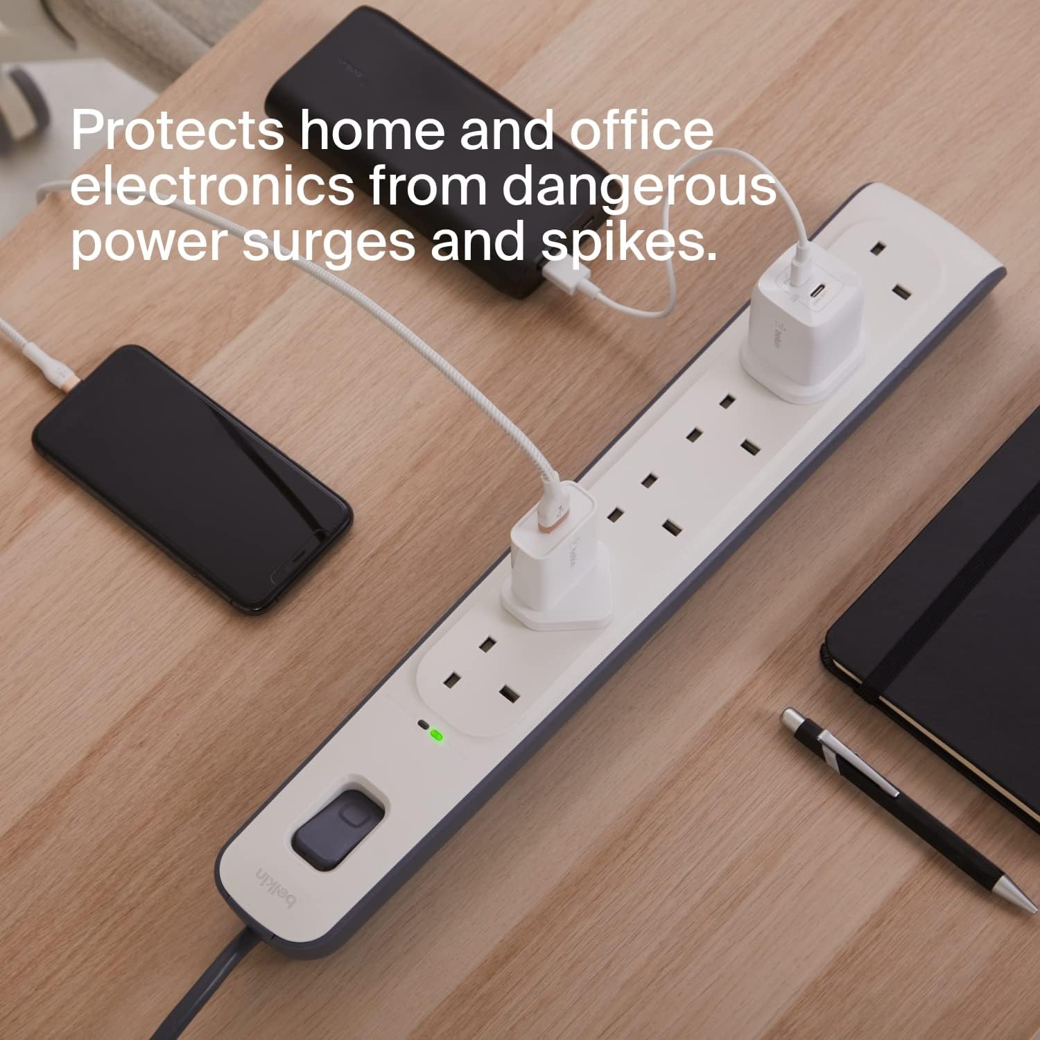 Thumbnail 1 de Belkin 6 Way Surge Protection Lead 2m