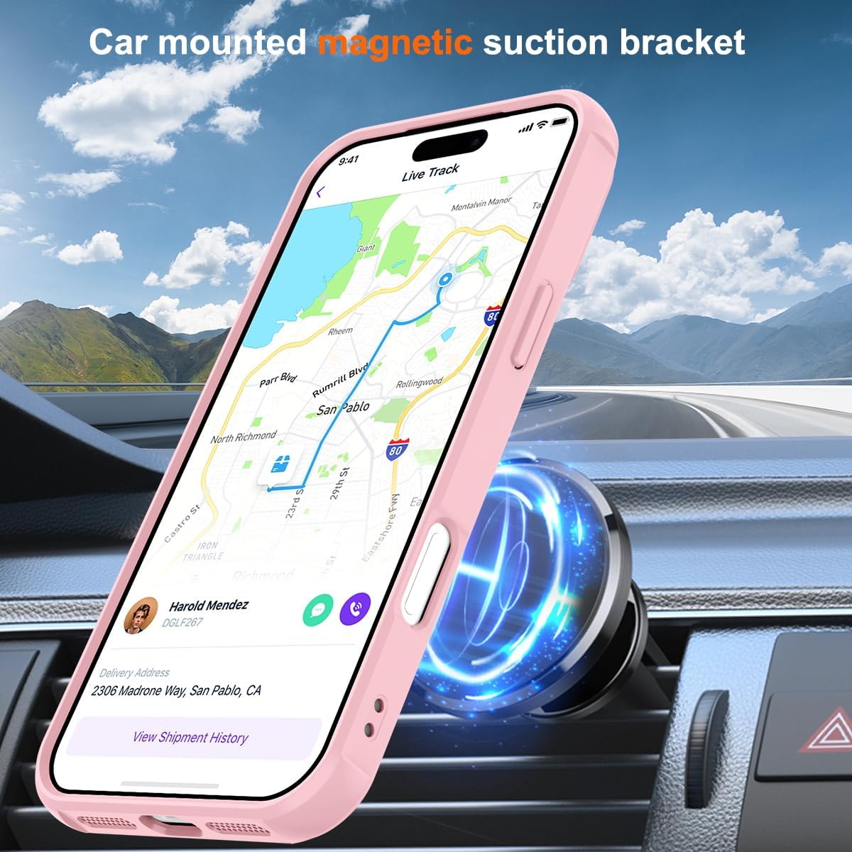 Detalle 2 de CHAOFEnG Magnetic Case for iPhone 17 Pro Max with Stand (Pink) – Military-Grade Protection