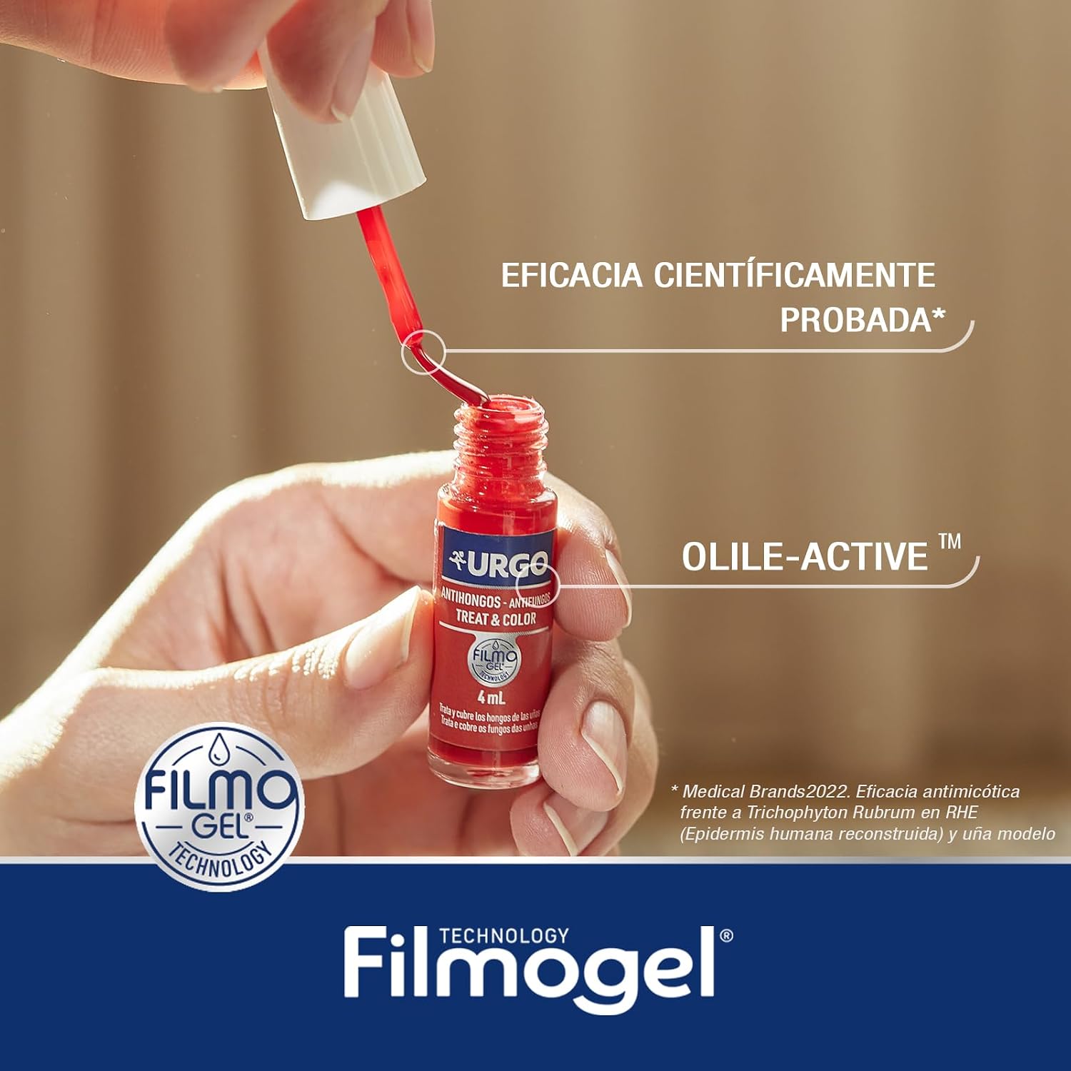 Detalle de Urgo Treat & Color Filmogel Rojo 4 ml - Antihongos para Uñas 🚫