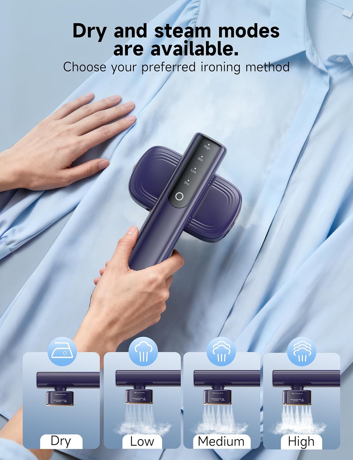 Thumbnail 5 de Sundu 2-in-1 Portable Steamer Iron for Clothes (Blue) – 15s fast heat-up, 4 modes