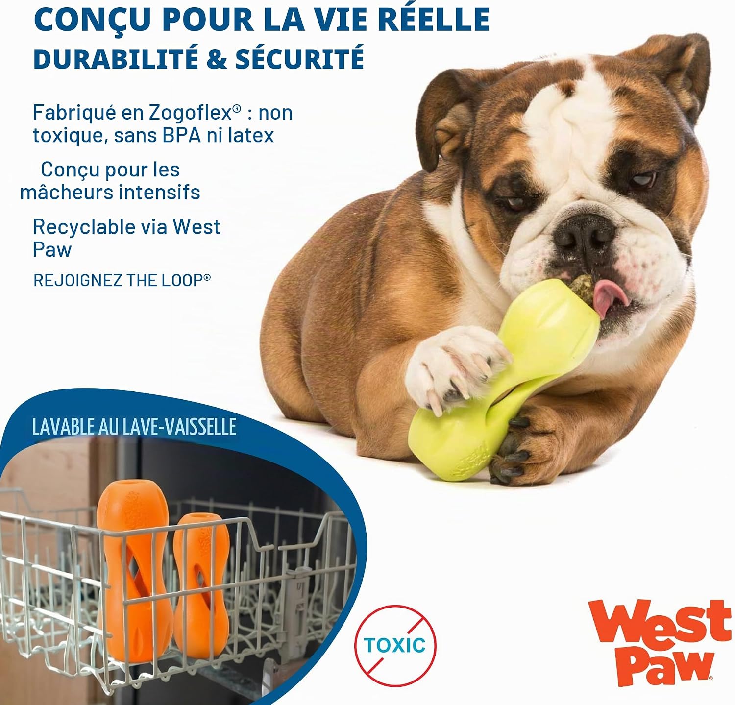 Thumbnail 2 de WEST PAW Zogoflex Qwizl traktatiespeeltje voor honden, klein, Granny Smith