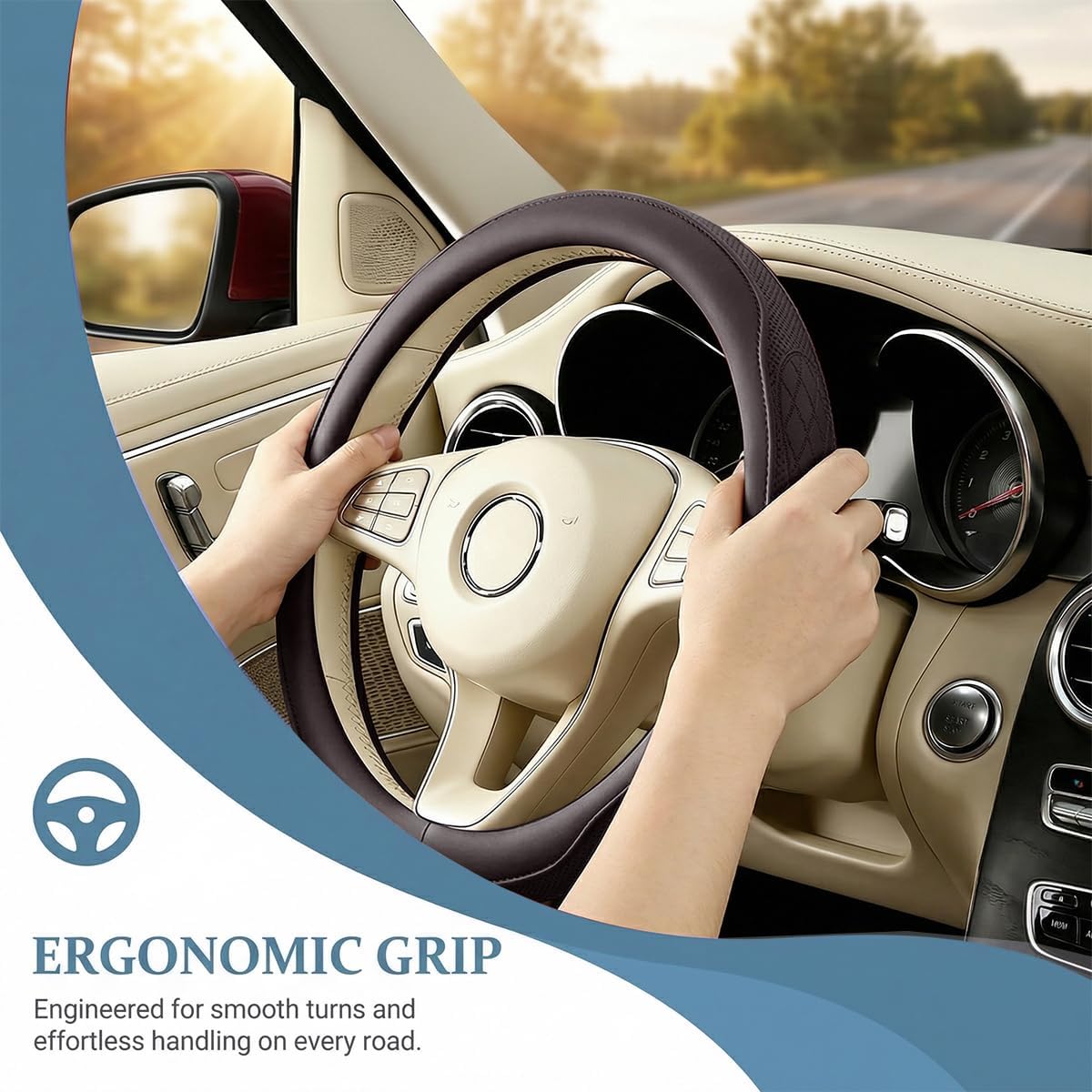 Detalle de Mandark Steering Wheel Cover, Leather