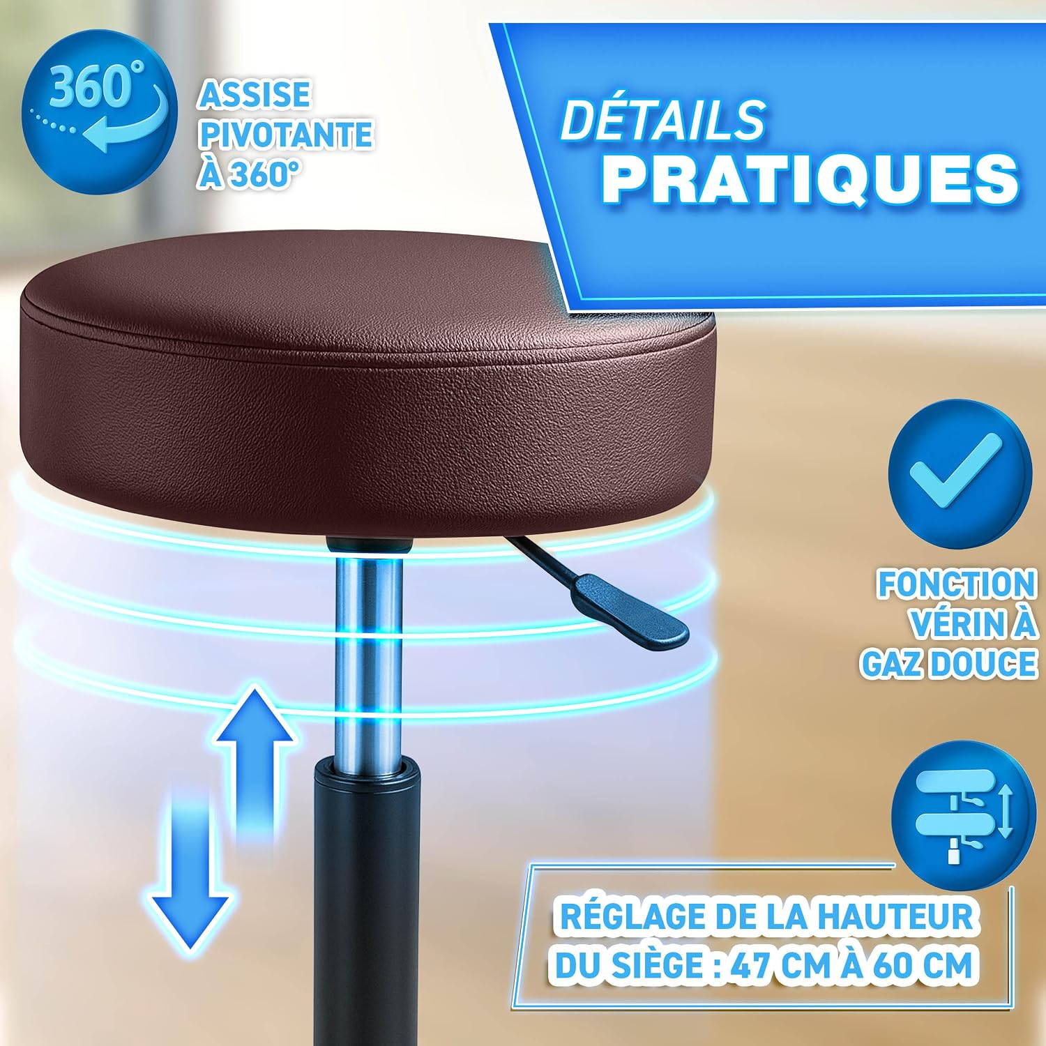 Detalle 2 de TRESKO Tabouret de Travail 47–60 cm