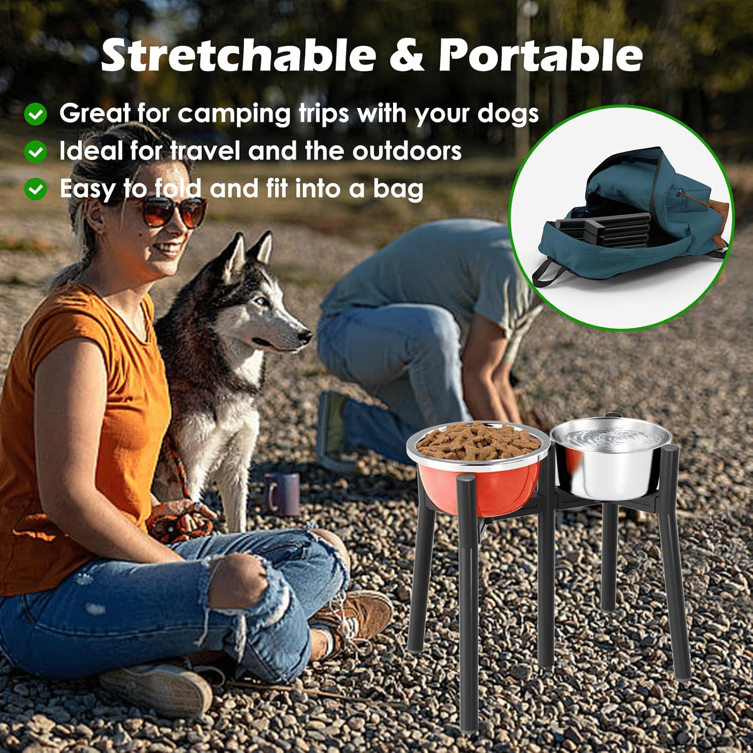 Detalle 2 de Supporto rialzato regolabile per ciotole ADENGL per cani di taglia grande (larghezza regolabile 17,8–26,9 cm) – Altezza 34,8 cm