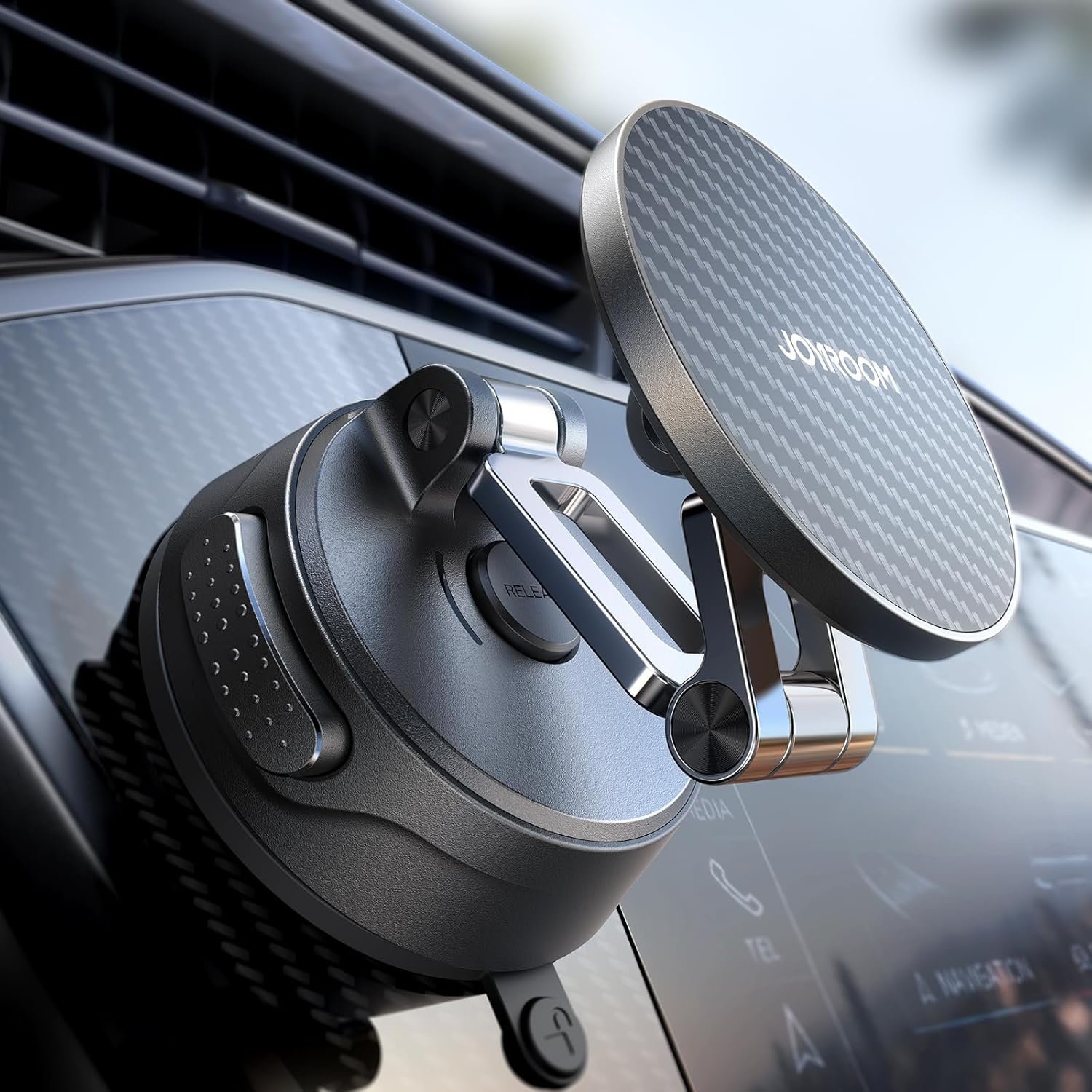 Detalle de JOYROOM Support Téléphone Voiture Magnétique Pliable en Trois Parties avec Bras Métallique et MagSafe