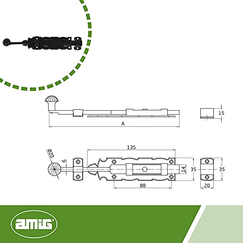 Thumbnail 4 de Amig Verrou en acier noir 300 x 35 mm ⚙️