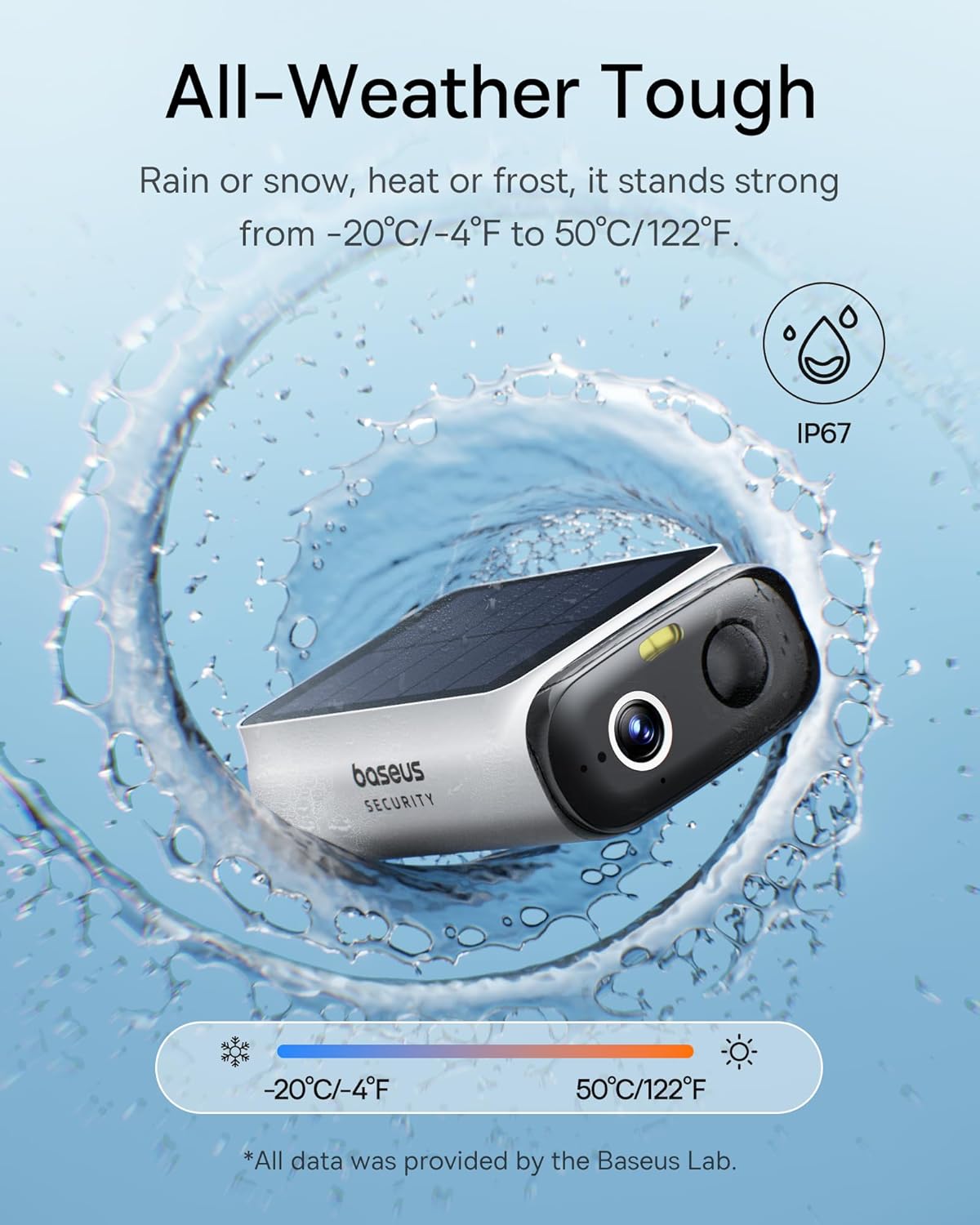 Detalle de Baseus S1 Lite: Caméra de Surveillance Extérieure Solaire 2K, WiFi et IP67