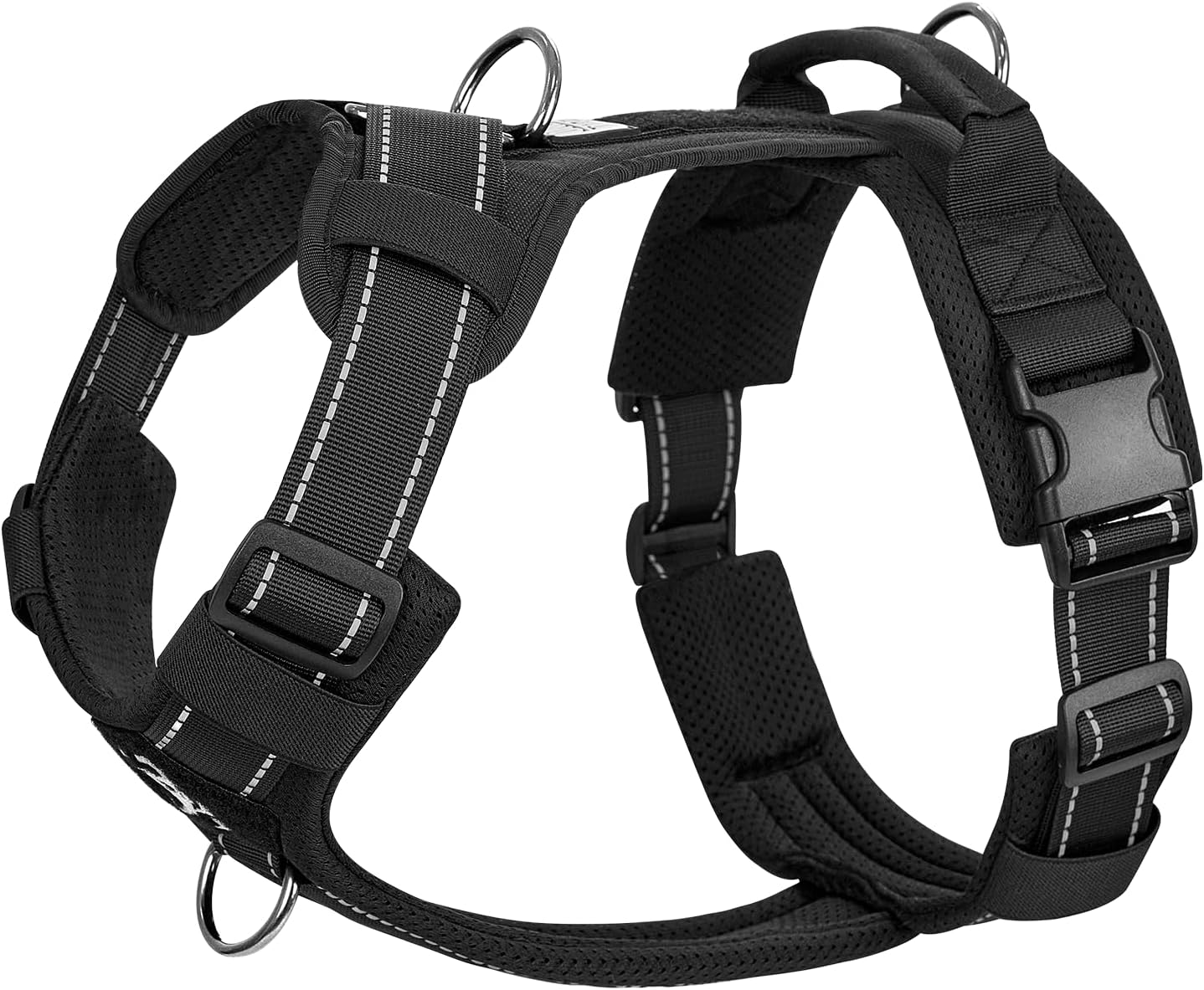 Detalle de OneTigris Diesel einstellbares Hundegeschirr mit weicher Polsterung, reflektierend (Schwarz, M)