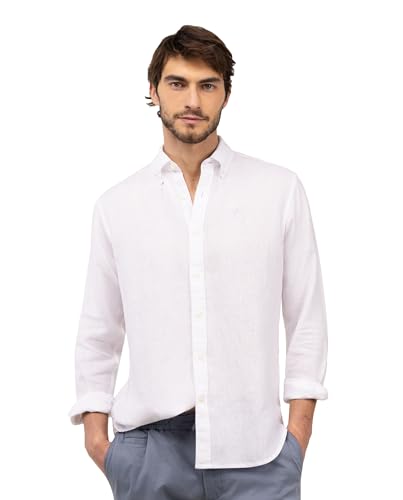 Detalle de El Ganso Camisa Lino Garment Dyed Button Down Blanco — análisis práctico de compra