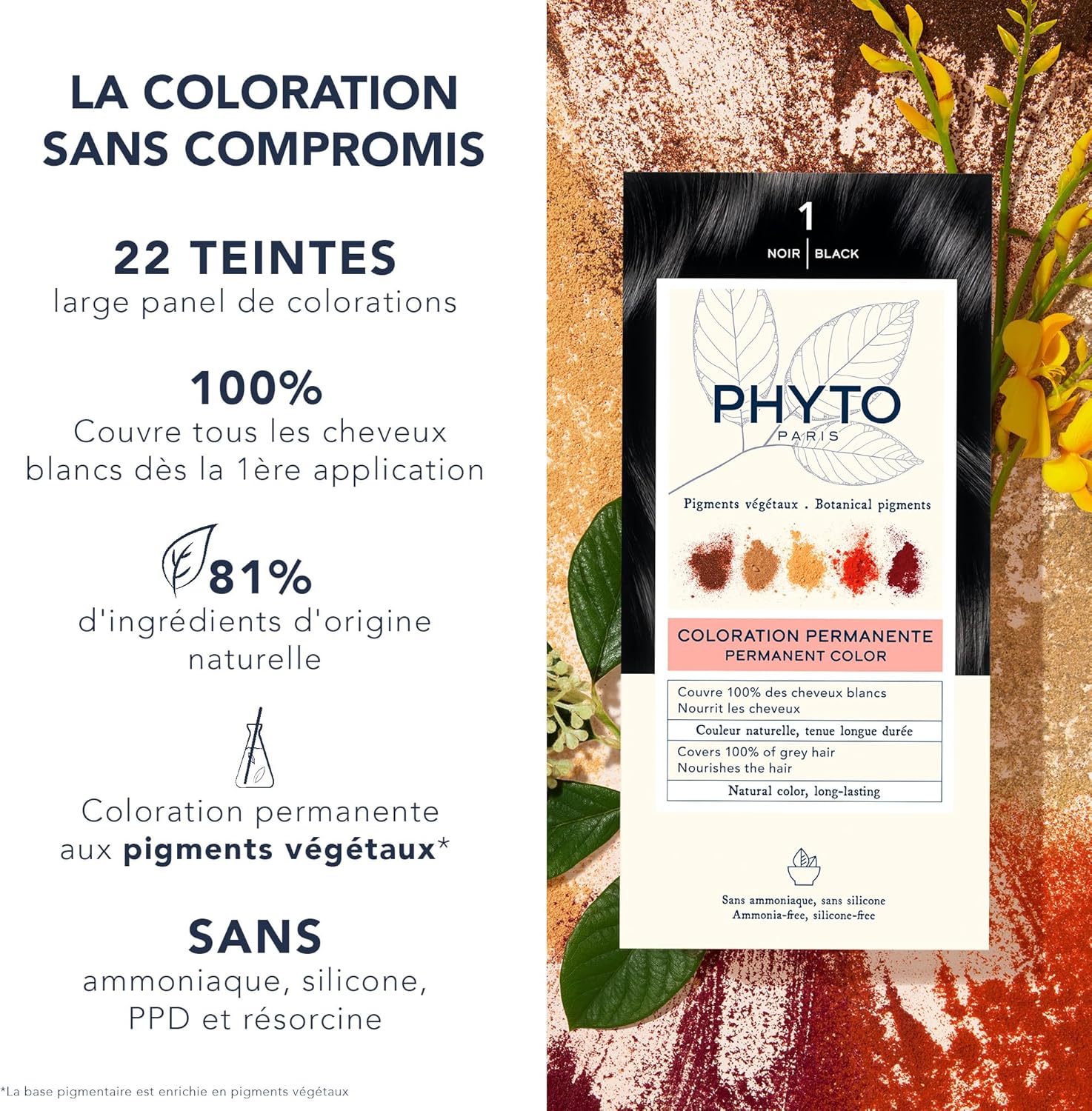 Thumbnail 1 de Phyto Paris Coloration Permanente Couleur Intense – Noir profond, végétale et lumineuse