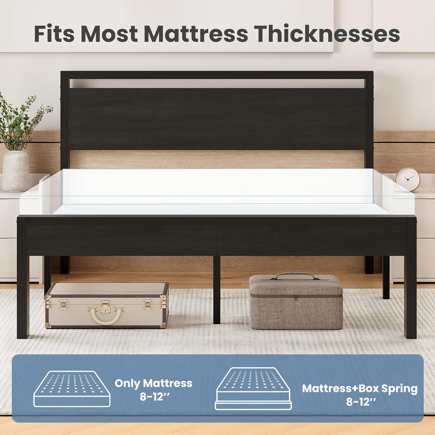 Detalle de Sweetcrispy Queen Bed Frame, 14-Inch Clearance