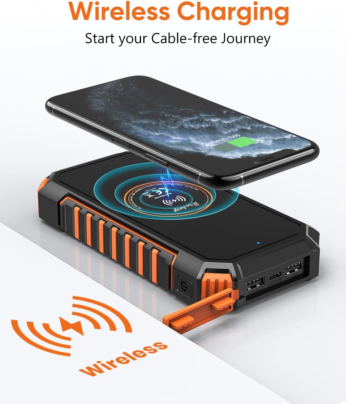 Thumbnail 1 de Hiluckey Solar Charger 20000mAh Power Bank with Wireless Charging & 3A USB-C fast charge