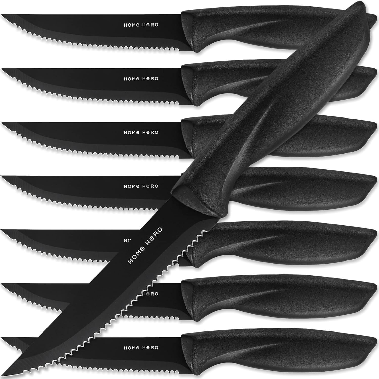 Home Hero Messerset 8 Stück Steakmesser Schwarz