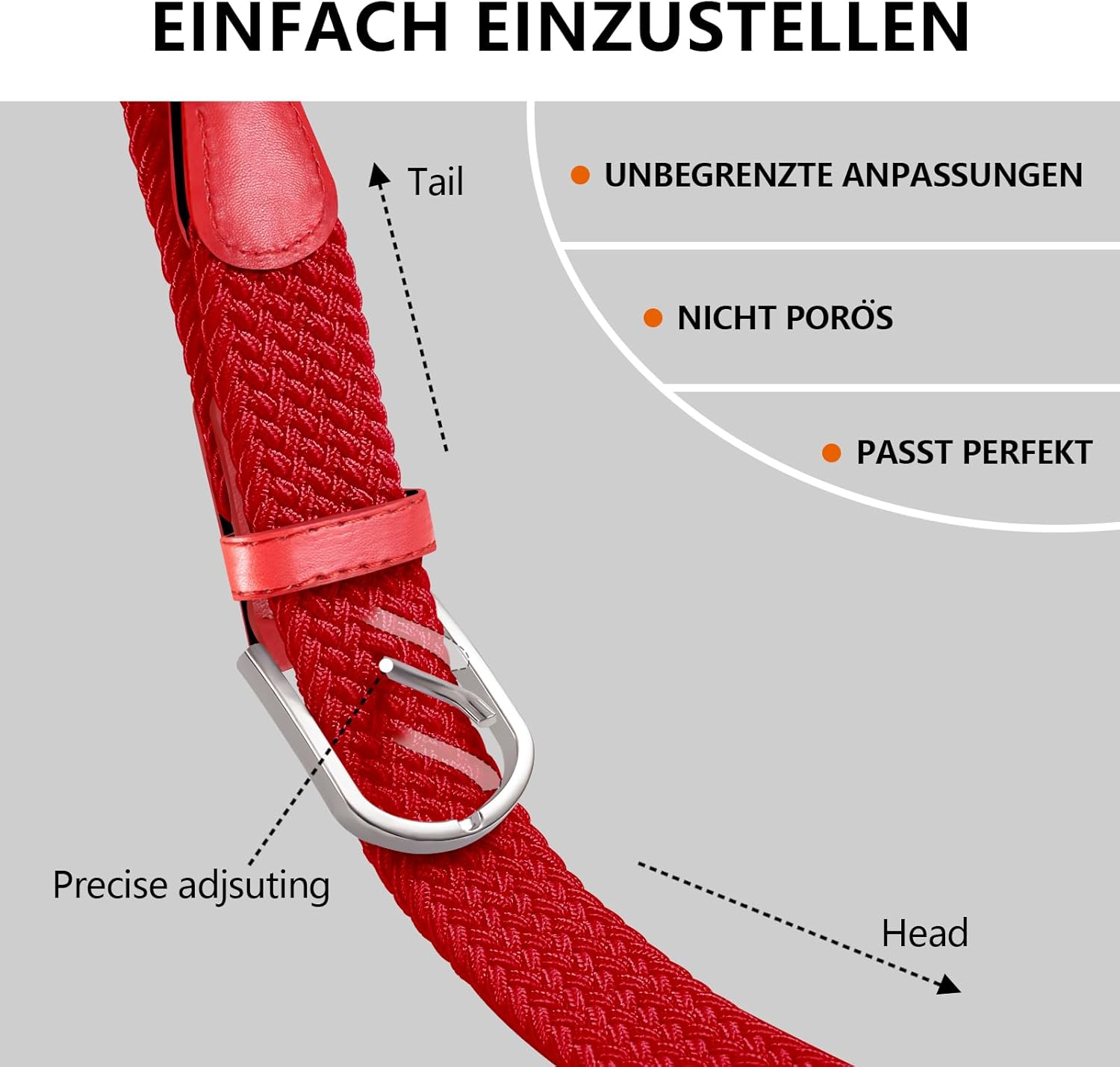 Thumbnail 2 de TANGCHAO Stretch-Stoffgürtel als Flechtgürtel mit Elastik, Breite 3,3 cm – verstellbar für Damen und Herren