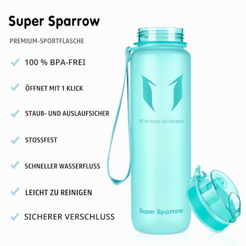 Detalle 2 de Super Sparrow Trinkflasche aus Tritan, 1.000 ml, BPA-frei und auslaufsicher