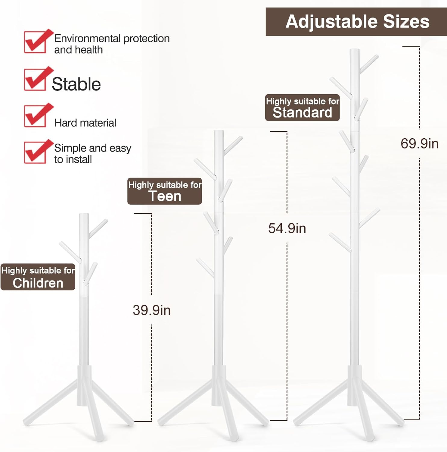 Thumbnail 2 de WANGMUXIA Coat Rack with 8 Hooks, 3 Sizes