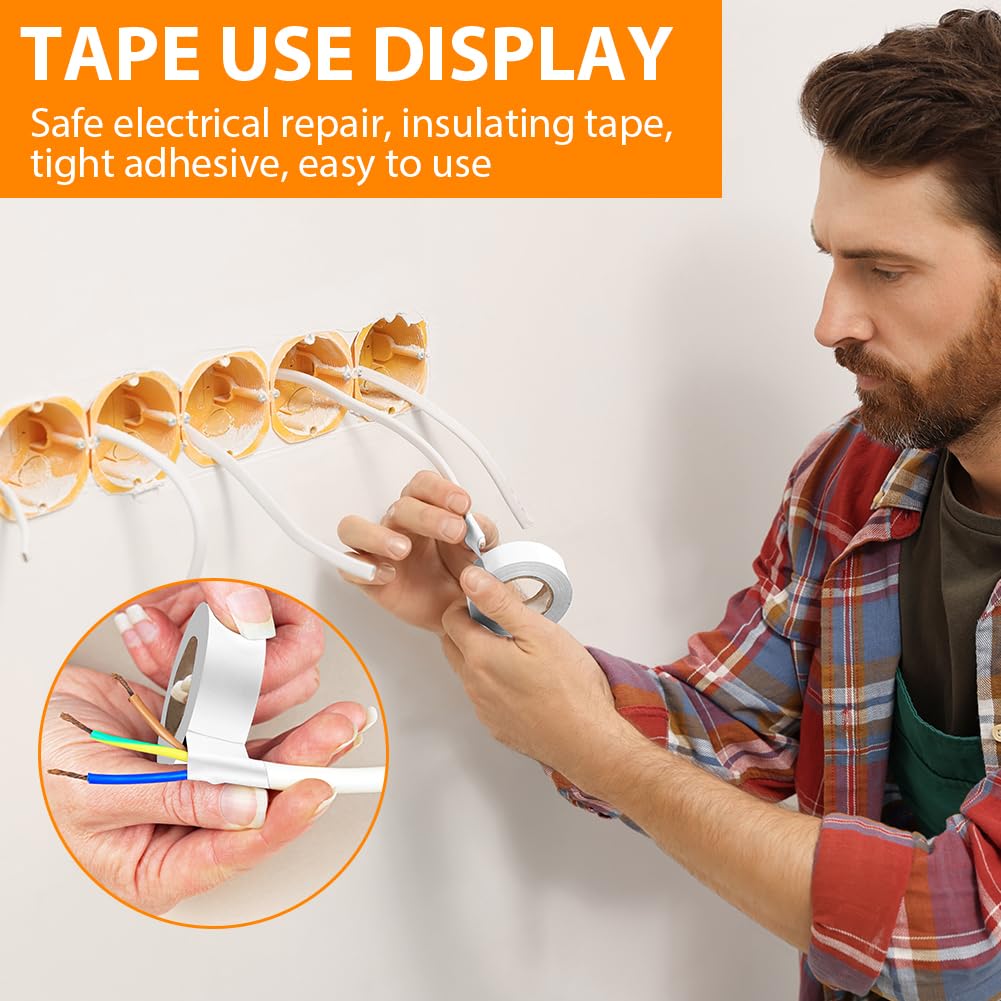 Thumbnail 6 de OFFCUP Electrical Insulation Tape, 6 White PVC Rolls, 19 mm x 20 m
