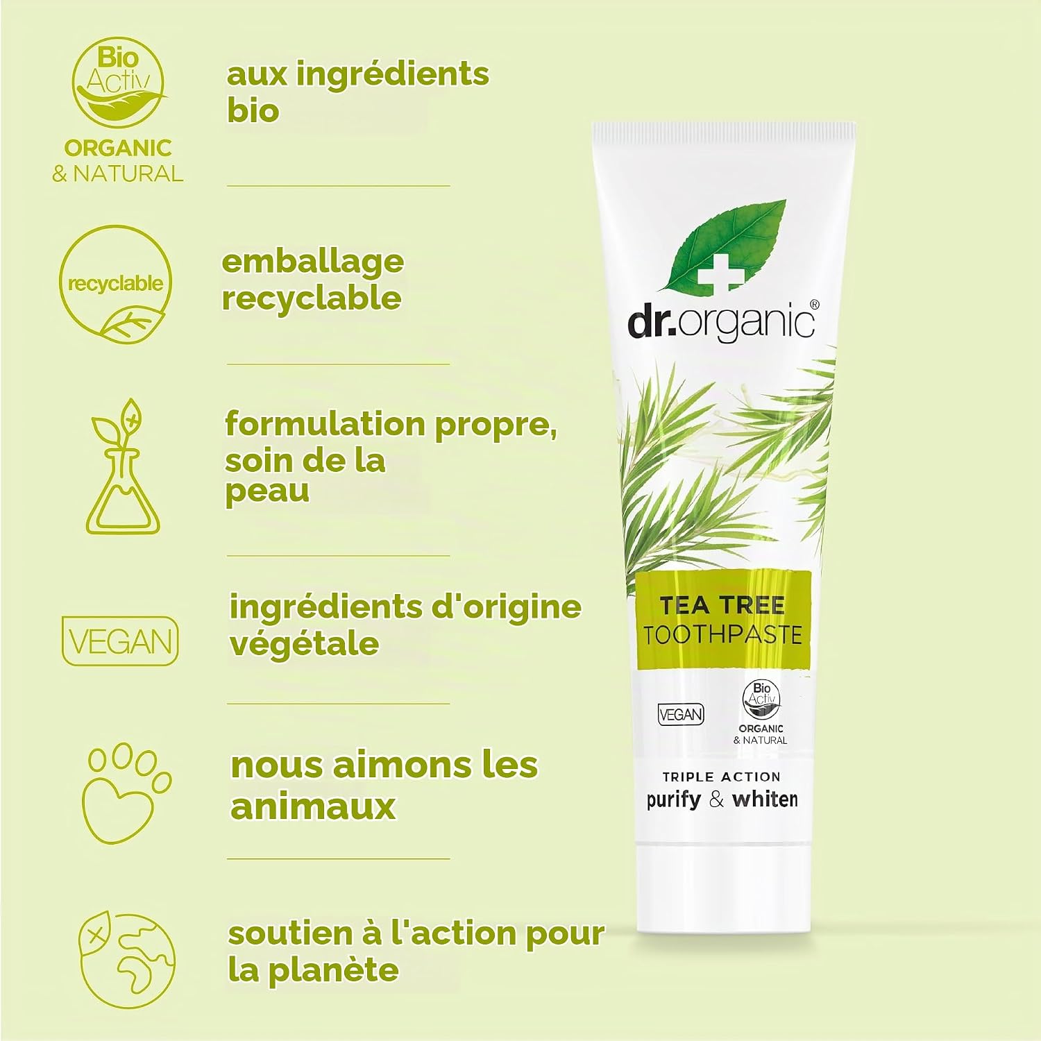 Thumbnail 4 de Dr. Organic Bioactive Tea Tree tandpasta voor volwassenen, 138 gram