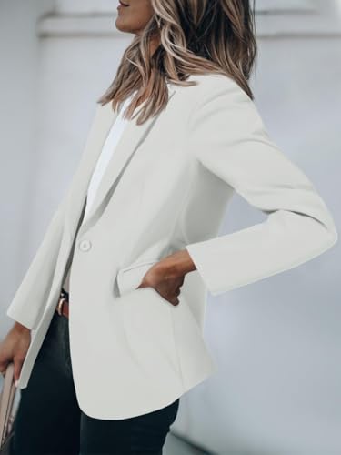 Detalle de Cicy Bell Damen Casual Blazer Offene Front Langarm Weiss – elegante e versatile per lavoro e tempo libero