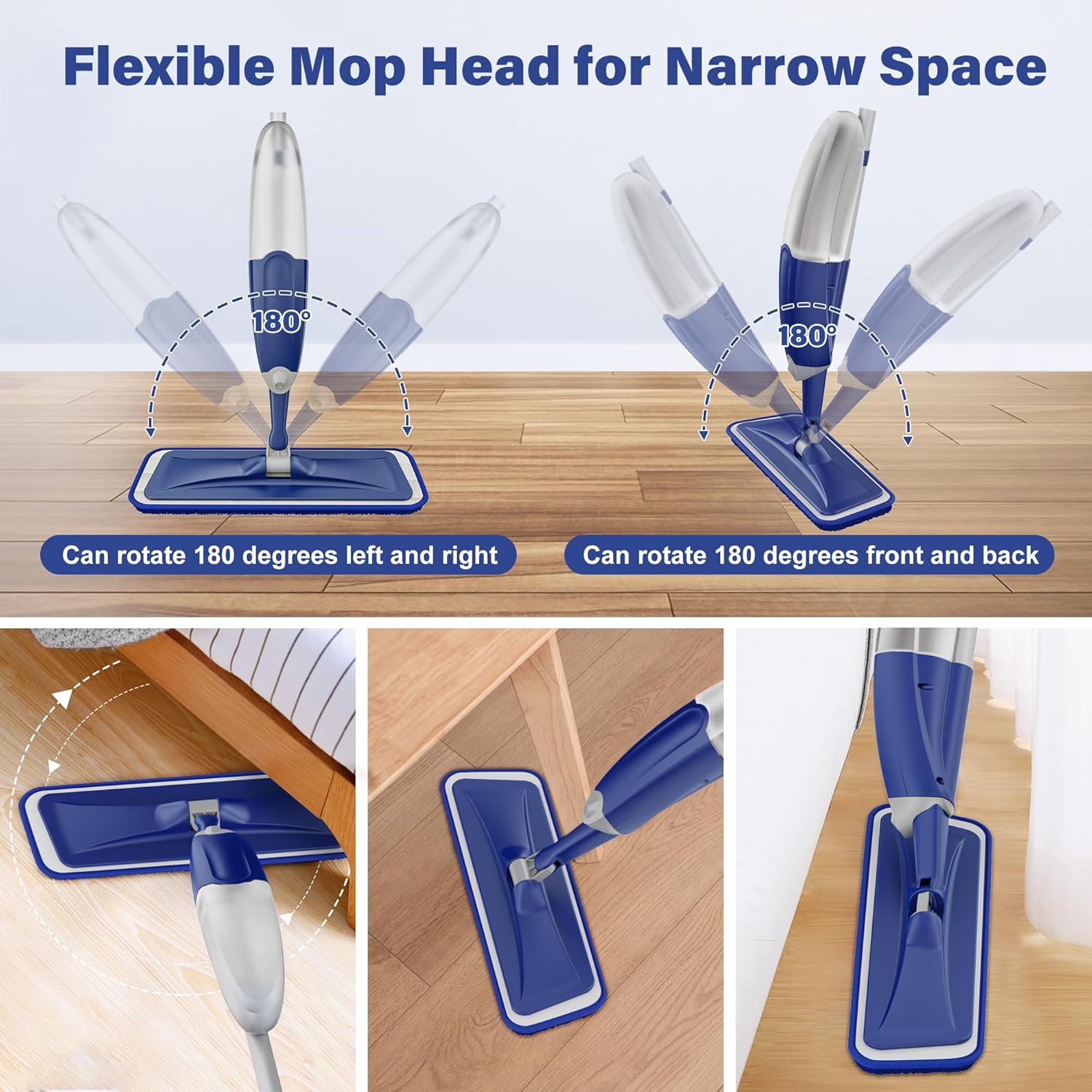 Thumbnail 6 de # Spray Mop Hardwood Floor Cleaning: 635ml Refillable Tank with 3 Washable Pads