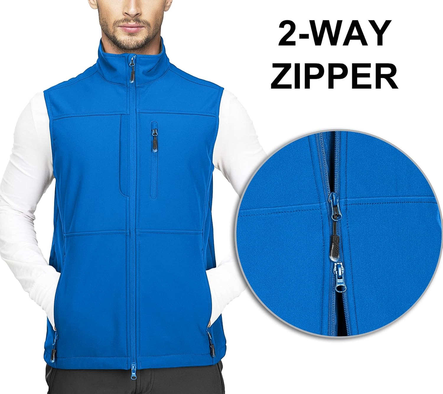 Thumbnail 3 de 33,000ft Mens Softshell Gilet: Windproof, Fleece-L lined Outerwear Vest with 7 Pockets