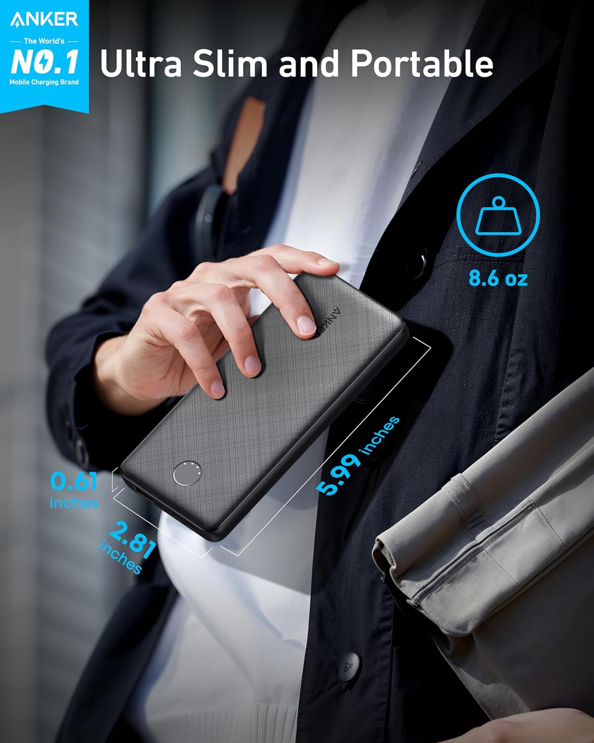 Thumbnail 1 de Anker Power Bank PowerCore Slim 10000: Ultra-Compact 10,000mAh with USB-C