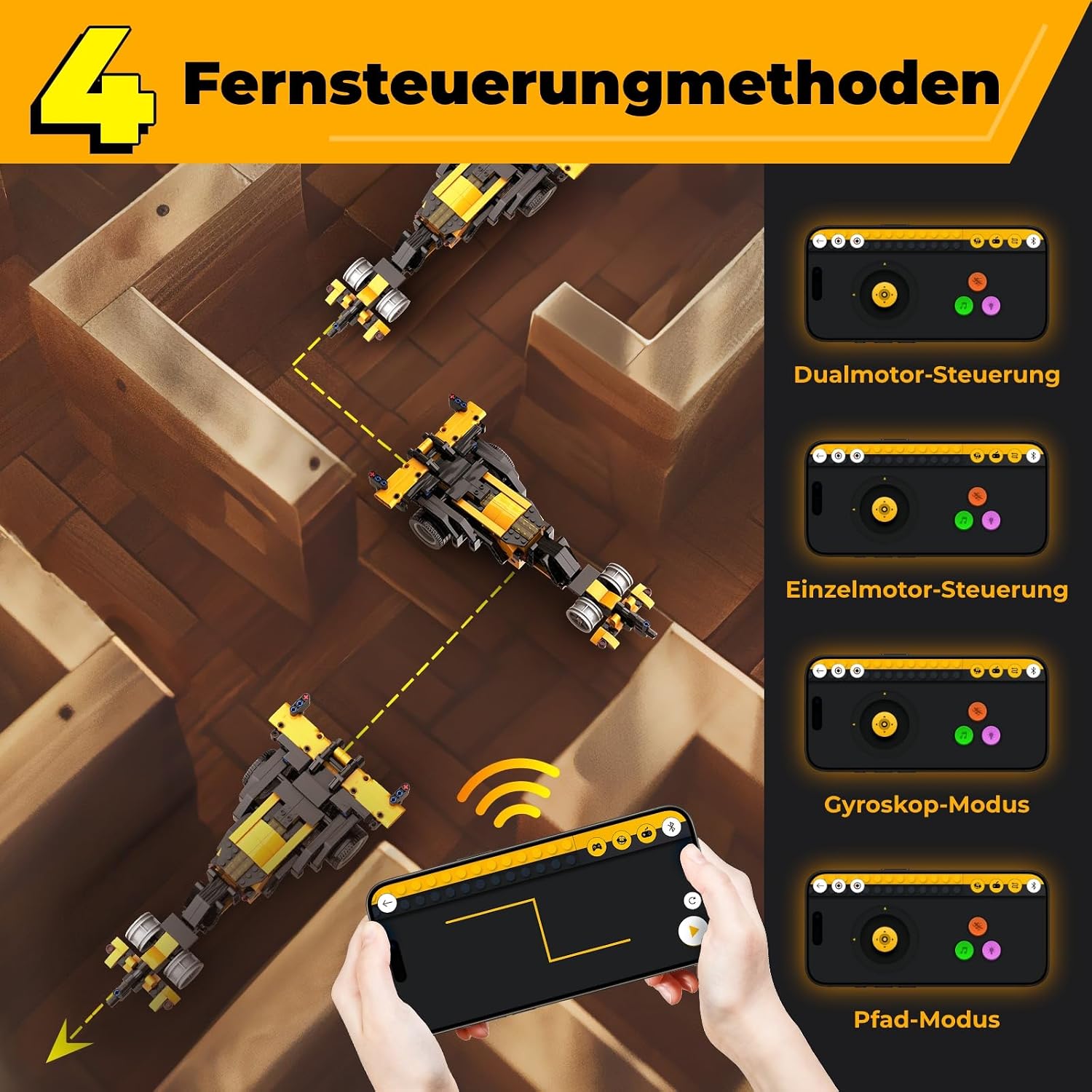 Detalle de Apitor Robot R – 4-in-1 Bau- und Programmierroboter für Kinder (6–12), App-gesteuerter Off-Roader mit 300 Bausteinen