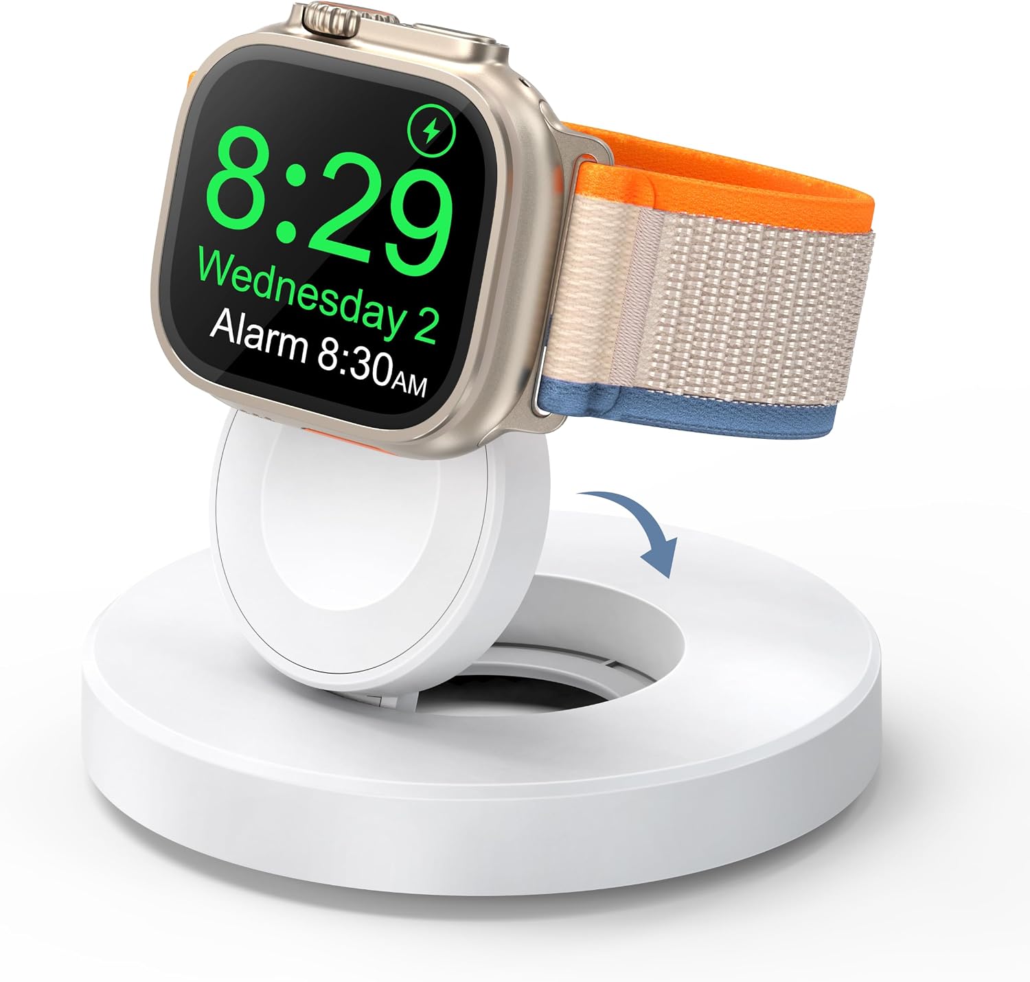 Detalle de ZAPOGO T21 Foldable Apple Watch Charging Stand with USB-C and Nightstand Mode