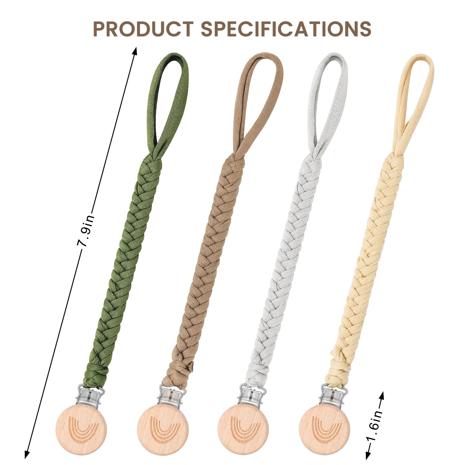 Thumbnail 3 de CLDY Baby Schnullerkette Clip im 4er-Set – Schnullerband mit Clip für Kinderwagen, Babytrage & Autositz