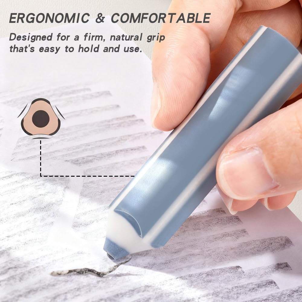 Thumbnail 1 de SimSign bleistiftförmige Radiergummis (10 Stück, 5 Farben) – staubfreie Radierer mit ergonomischem Dreiecksgriff