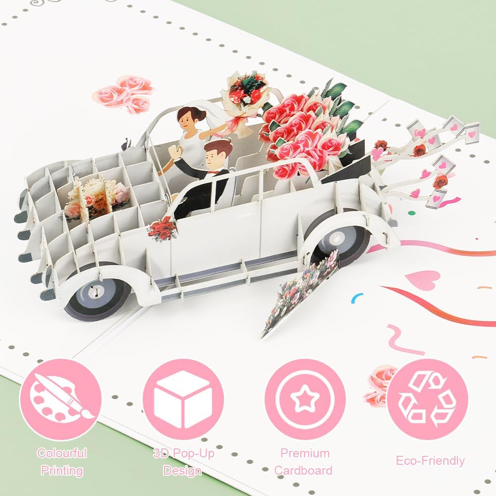 Detalle 2 de Vicloon Biglietto Pop-Up Auto per Matrimonio