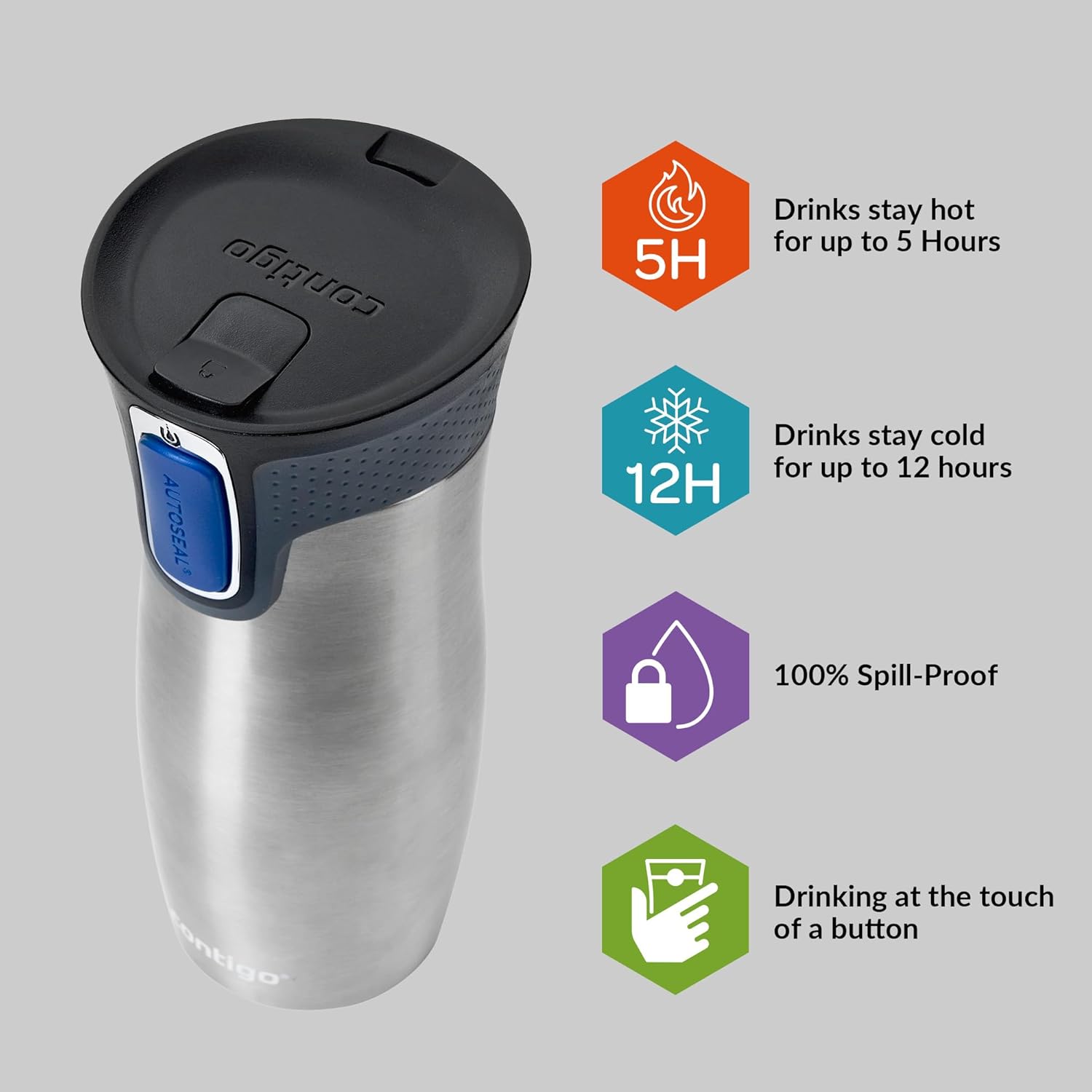 Detalle de West Loop AUTOSEAL Travel Mug, 470 ml