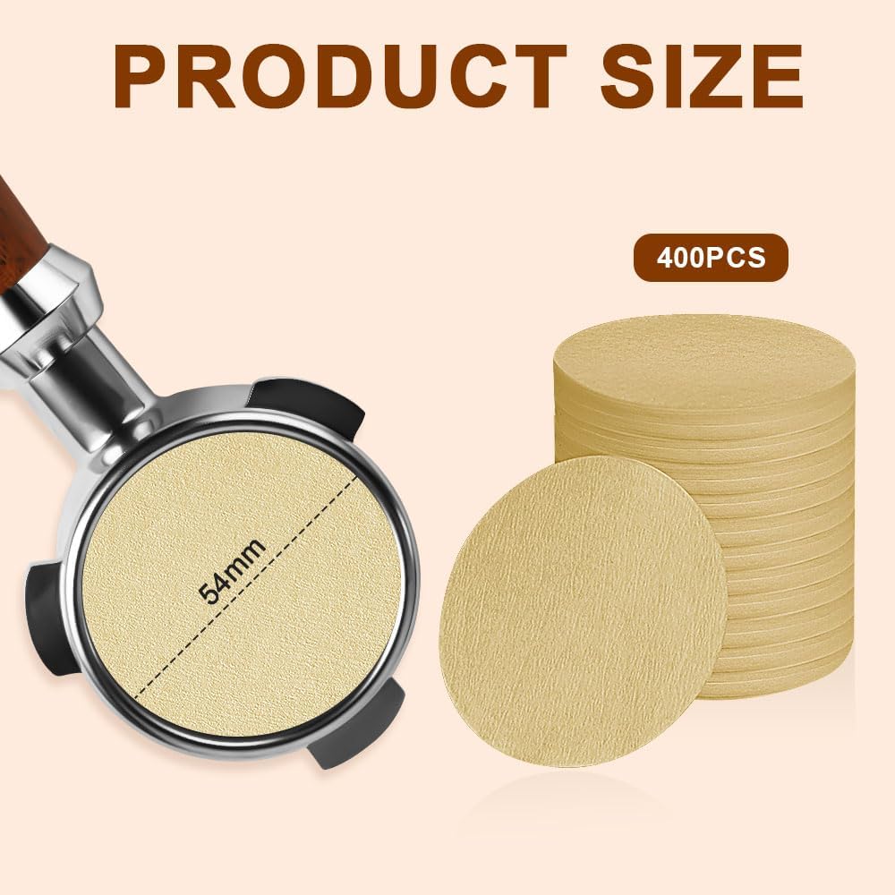 Detalle 2 de HOTUT Filtros de Café 54mm, 400pcs, Naturales