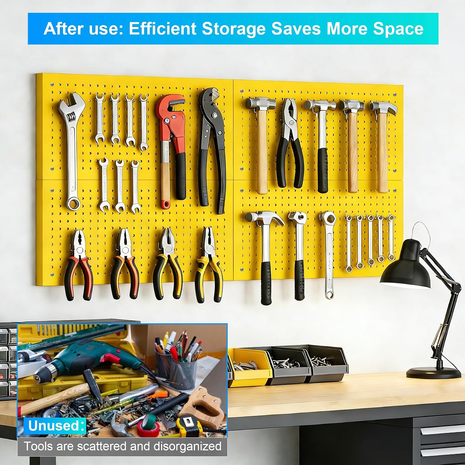 Detalle 2 de Cityeagle Metal Pegboard Panels, 4-Pack