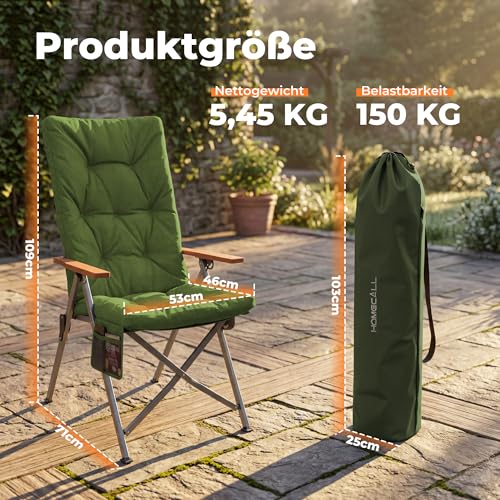 Thumbnail 1 de Homecall Campingstuhl Faltbar 150kg Belastbar Hochlehner Luxus Klappstuhl