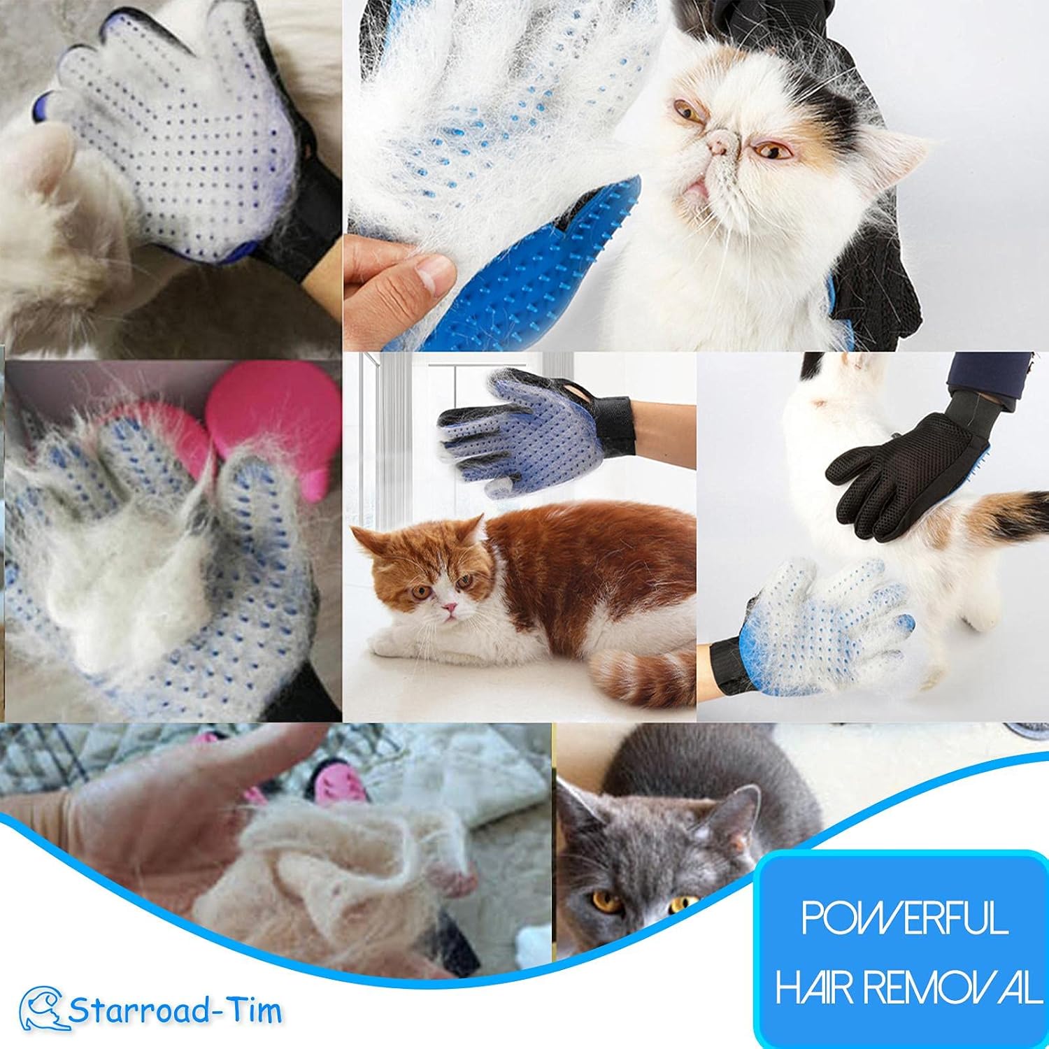 Detalle 2 de SSRIVER Fellpflegehandschuh für Haustiere (1 rechte Hand) – sanftes Entfilzen & Massage für Hund, Katze und Pferd