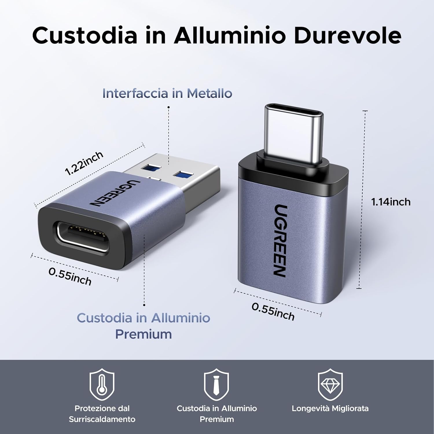 Thumbnail 5 de UGREEN Adattatore USB C a USB A OTG 10Gbps – 4 Pezzi: USB-C a USB-A e USB-A a USB-C per caricare e sincronizzare