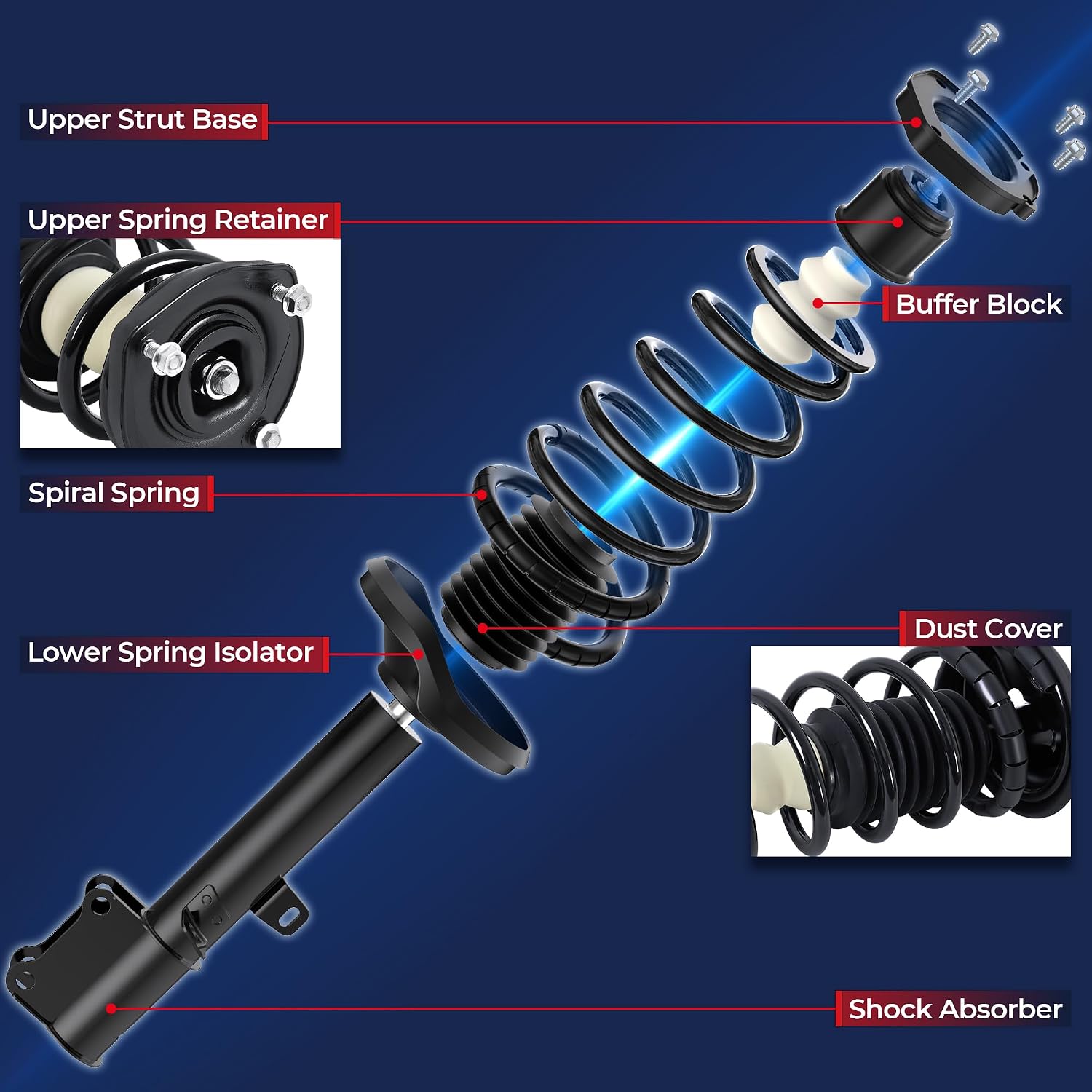 Detalle de MOSTPLUS Rear Shocks Struts (for 2004–2006 Toyota Camry Solara & Lexus ES330) — Replace OEM 172207/172208