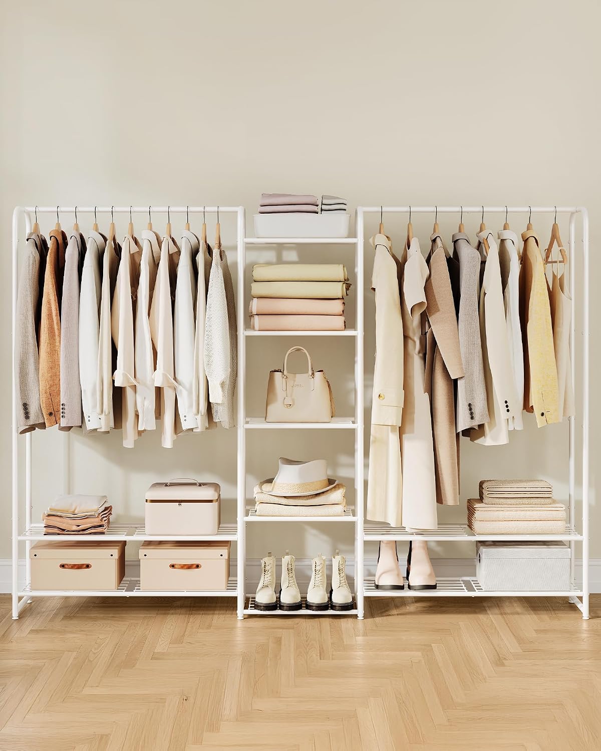 Detalle 2 de SONGMICS PATAYE LGR463W01 Clothes Rail, 9 Shelves, Matte White Steel